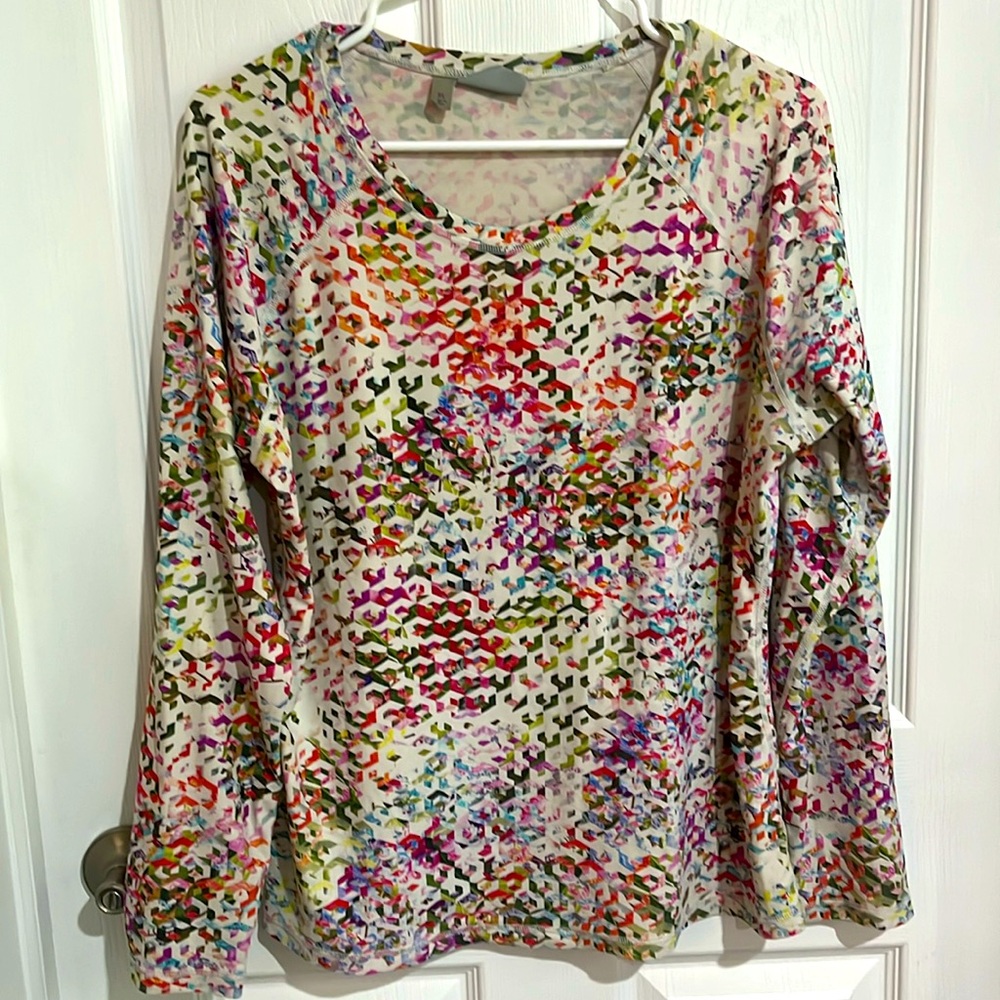 Athleta Rash Guard Rashguard - Pink geometric Design / Size XL Super Nice!!